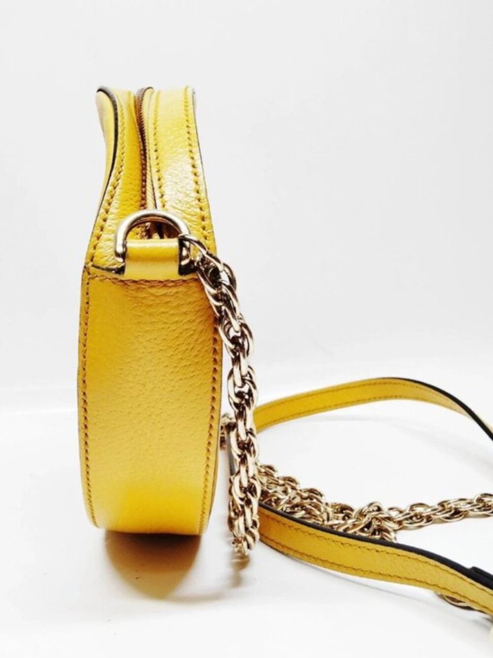 Authentic Gucci Ophidia Flora Round Mini Crossbody Bag Yellow Leather GG Supreme - Picture 4 of 16
